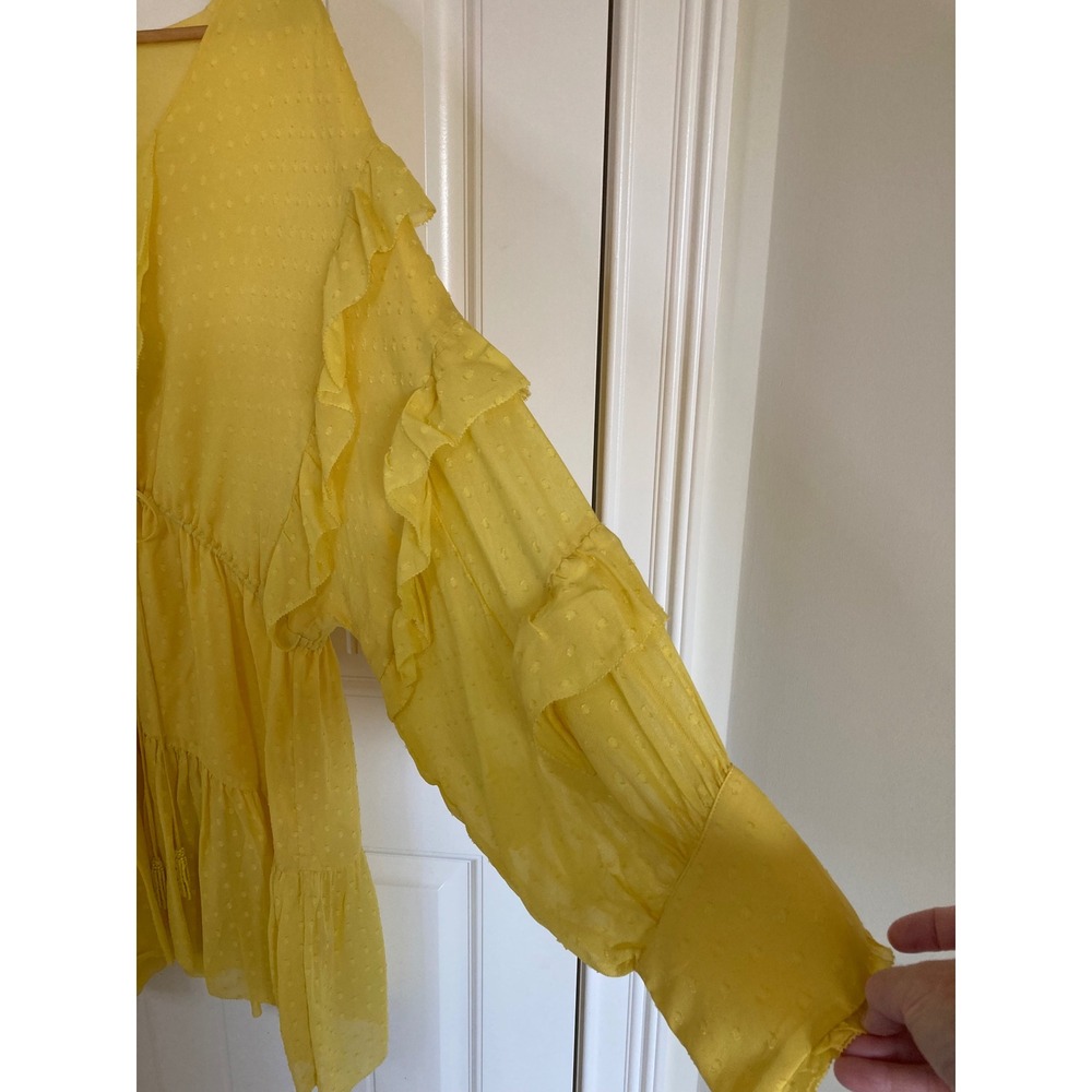 NWT FARM Rio Sunny Yellow Ruffle Mini Dress - Picture 9 of 11